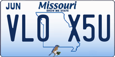MO license plate VL0X5U