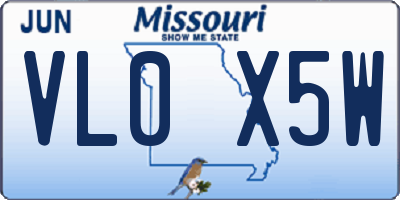 MO license plate VL0X5W