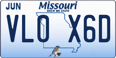 MO license plate VL0X6D