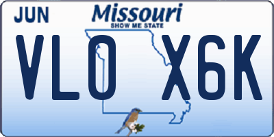 MO license plate VL0X6K