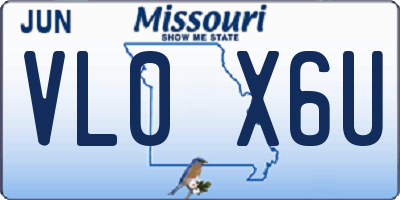 MO license plate VL0X6U