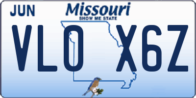 MO license plate VL0X6Z