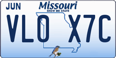 MO license plate VL0X7C