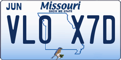 MO license plate VL0X7D