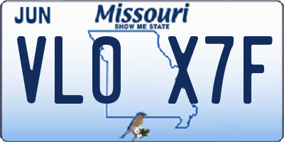 MO license plate VL0X7F