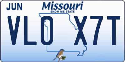 MO license plate VL0X7T