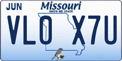 MO license plate VL0X7U