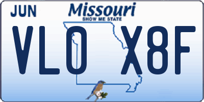 MO license plate VL0X8F