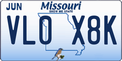 MO license plate VL0X8K