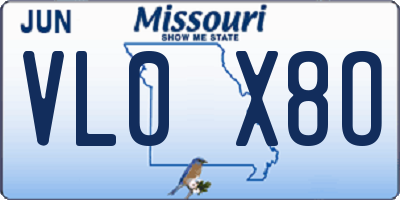 MO license plate VL0X8O