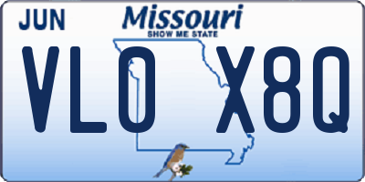 MO license plate VL0X8Q