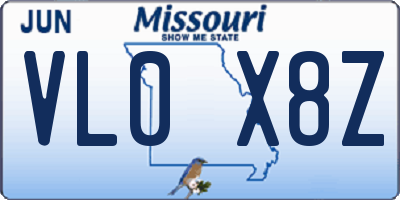 MO license plate VL0X8Z
