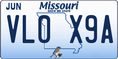 MO license plate VL0X9A
