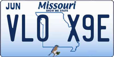 MO license plate VL0X9E