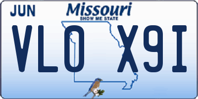 MO license plate VL0X9I
