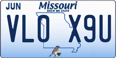 MO license plate VL0X9U