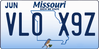 MO license plate VL0X9Z