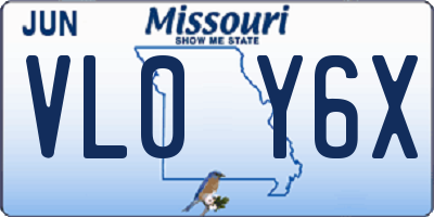 MO license plate VL0Y6X
