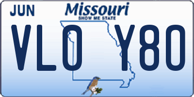 MO license plate VL0Y8O