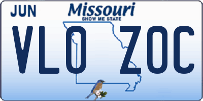 MO license plate VL0Z0C