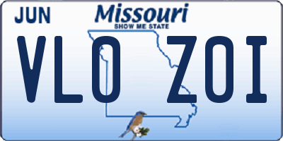 MO license plate VL0Z0I