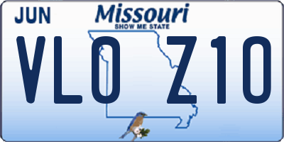 MO license plate VL0Z1O