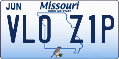 MO license plate VL0Z1P