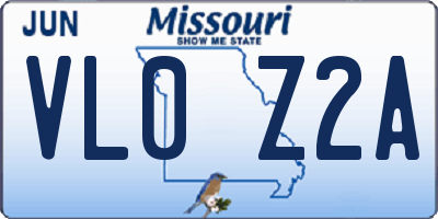 MO license plate VL0Z2A