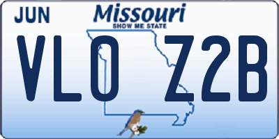 MO license plate VL0Z2B