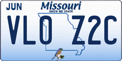 MO license plate VL0Z2C