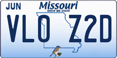 MO license plate VL0Z2D