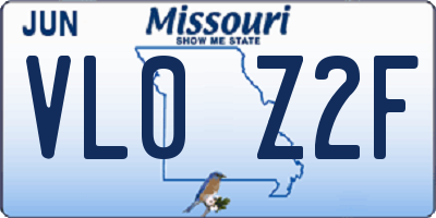 MO license plate VL0Z2F