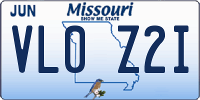 MO license plate VL0Z2I