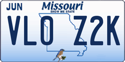 MO license plate VL0Z2K