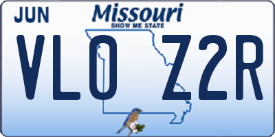 MO license plate VL0Z2R