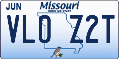 MO license plate VL0Z2T