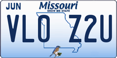 MO license plate VL0Z2U