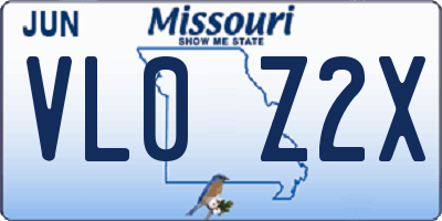 MO license plate VL0Z2X