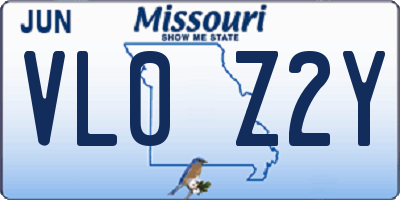 MO license plate VL0Z2Y