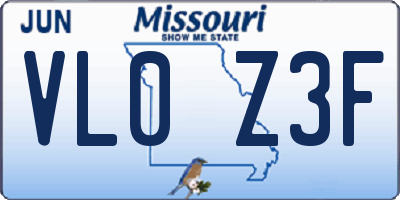 MO license plate VL0Z3F