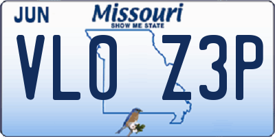 MO license plate VL0Z3P