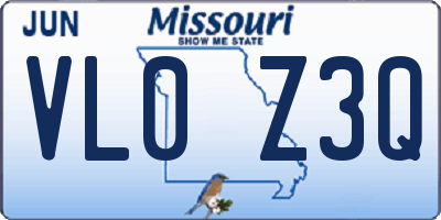 MO license plate VL0Z3Q