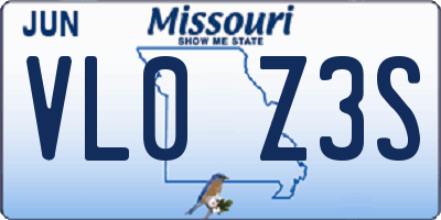 MO license plate VL0Z3S