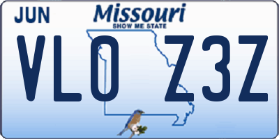 MO license plate VL0Z3Z