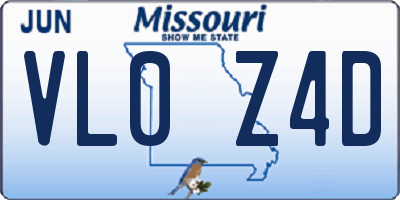 MO license plate VL0Z4D