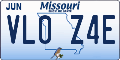 MO license plate VL0Z4E