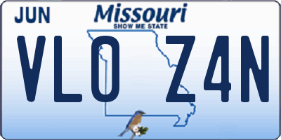 MO license plate VL0Z4N