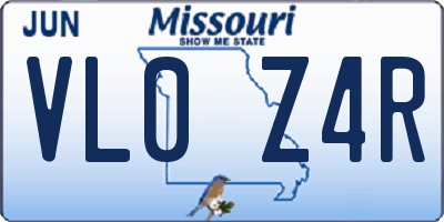 MO license plate VL0Z4R