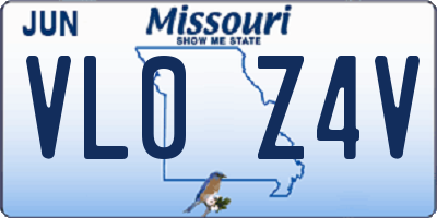 MO license plate VL0Z4V