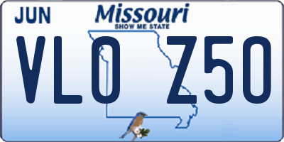 MO license plate VL0Z5O